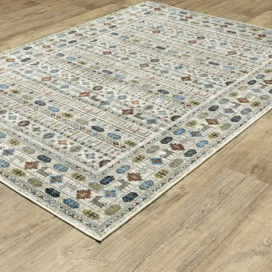 Ivory Tan And Gray Tribal Area Rug Photo 8