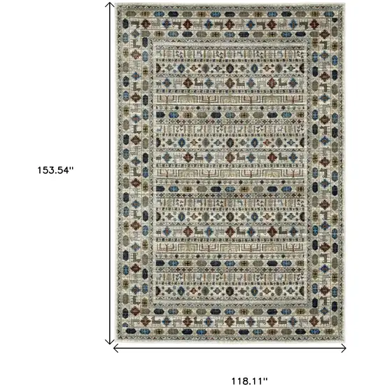 Ivory Tan And Gray Tribal Area Rug Photo 3