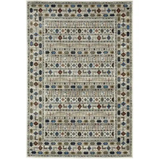 Ivory Tan And Gray Tribal Area Rug Photo 2