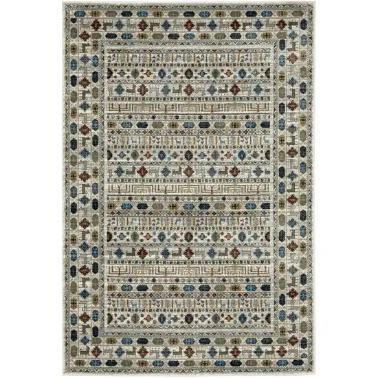 Ivory Tan And Gray Tribal Area Rug Photo 7