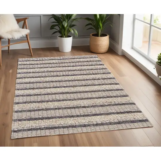 Gray and Ivory Wool Hand Woven Area Rug Photo 1