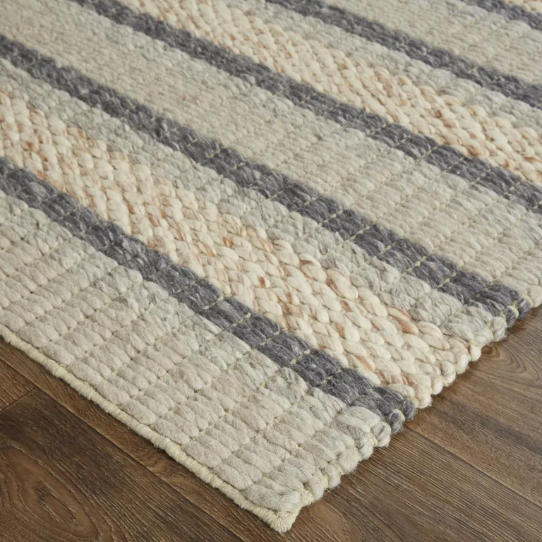 Ivory Tan And Gray Wool Hand Woven Stain Resistant Area Rug Photo 3