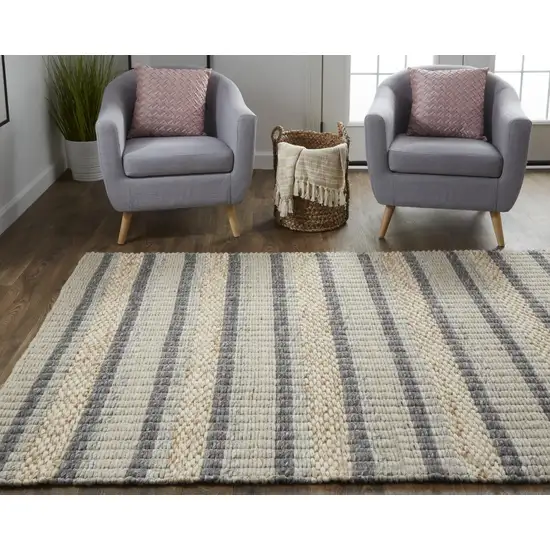 Ivory Tan And Gray Wool Hand Woven Stain Resistant Area Rug Photo 8