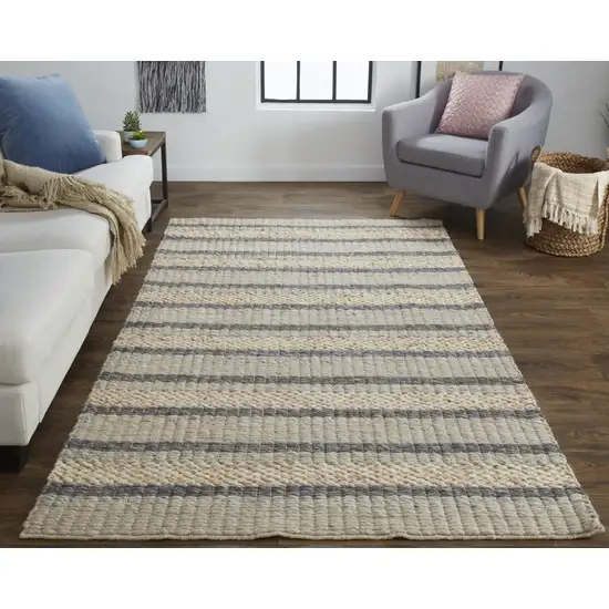 Ivory Tan And Gray Wool Hand Woven Stain Resistant Area Rug Photo 6