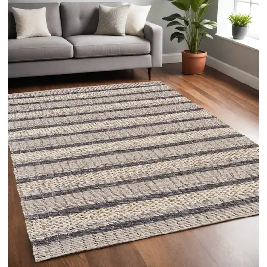 Gray and Ivory Wool Hand Woven Area Rug Photo 1