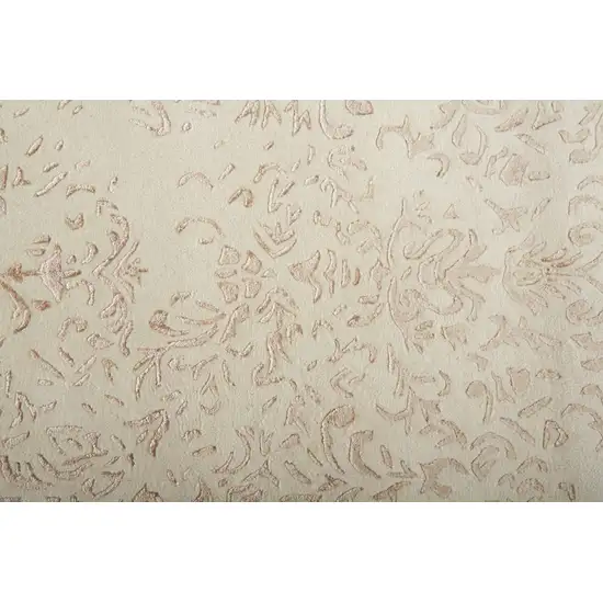 Ivory Tan And Pink Wool Floral Tufted Handmade Distressed Area Rug Photo 9