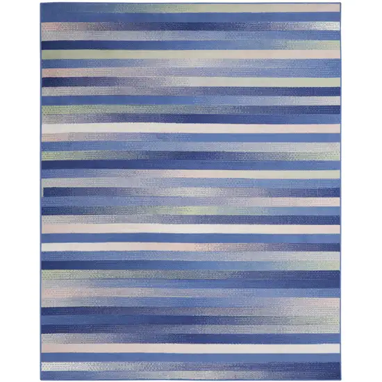 Ivory Tan and Blue Abstract Distressed Non Skid Area Rug Photo 2