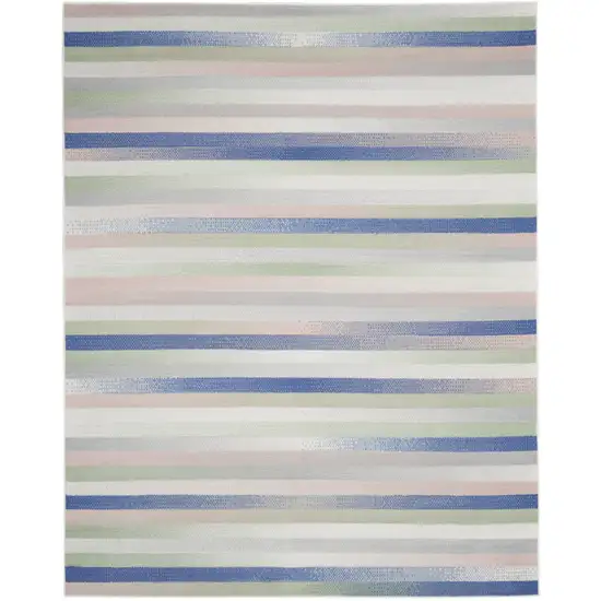 Ivory Tan and Blue Abstract Distressed Non Skid Area Rug Photo 2