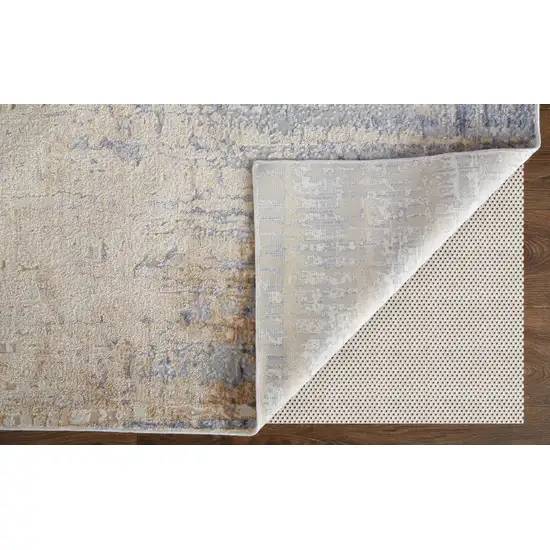 Ivory Tan and Blue Ombre Power Loom Worn Faded Area Rug Photo 4