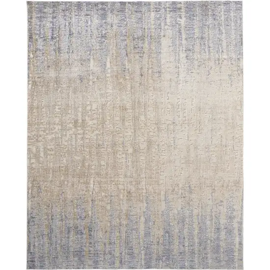 Ivory Tan and Blue Ombre Power Loom Worn Faded Area Rug Photo 2