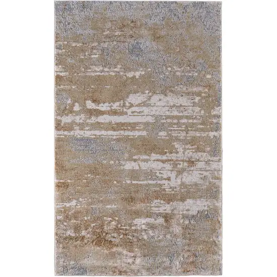 Ivory Tan and Gray Abstract Power Loom Area Rug Photo 1