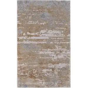 Photo of Ivory Tan and Gray Abstract Power Loom Area Rug