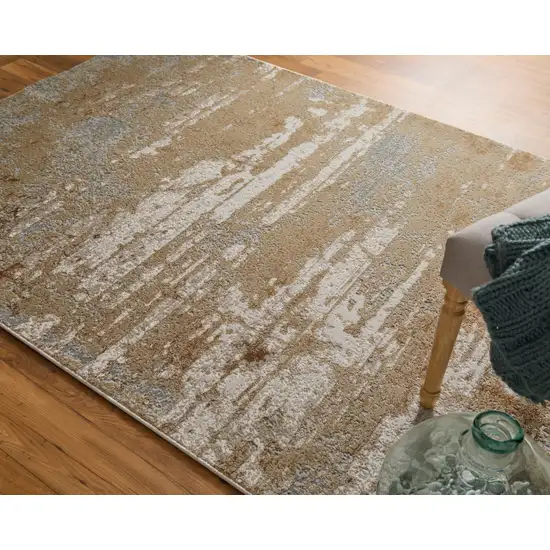 Ivory Tan and Gray Abstract Power Loom Area Rug Photo 6