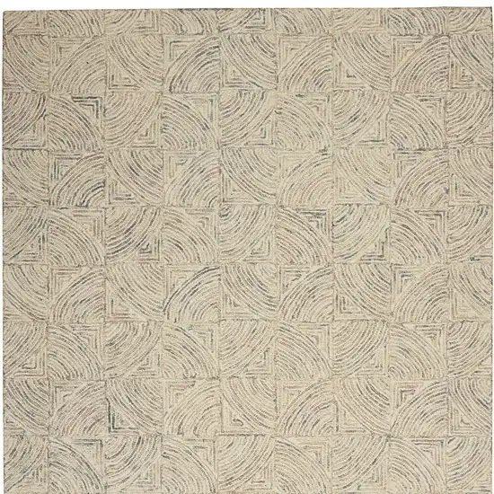 Ivory Tan and Gray Wool Geometric Area Rug Photo 4