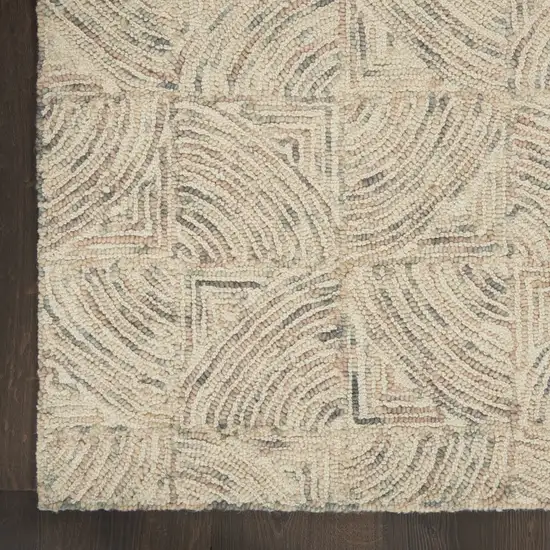 Ivory Tan and Gray Wool Geometric Area Rug Photo 6