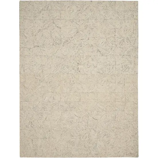 Ivory Tan and Gray Wool Geometric Area Rug Photo 2