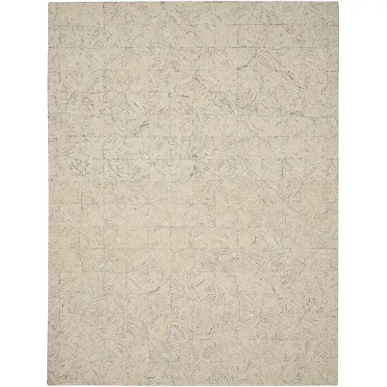 Ivory Tan and Gray Wool Geometric Area Rug Photo 4