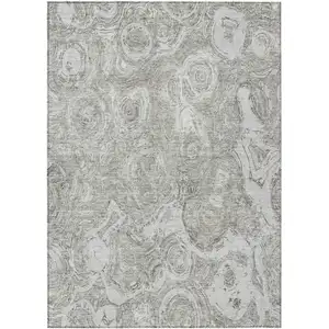 Photo of Ivory Taupe And Beige Abstract Washable Indoor Outdoor Area Rug