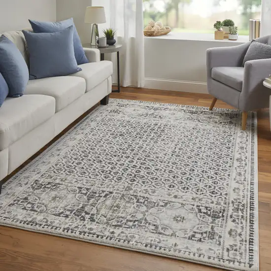 Ivory Taupe And Gray Abstract Stain Resistant Area Rug Photo 1