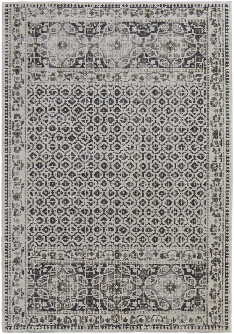 Ivory Taupe And Gray Abstract Stain Resistant Area Rug Photo 1