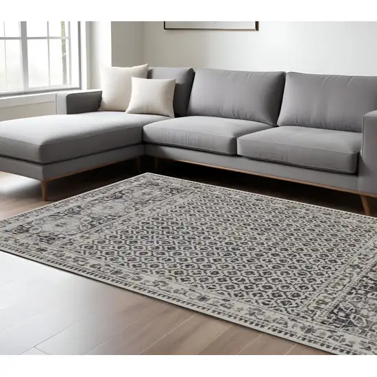 Gray and Ivory Abstract Area Rug Photo 1