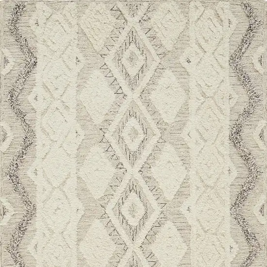 Ivory Taupe And Gray Wool Geometric Tufted Handmade Stain Resistant Area Rug Photo 7