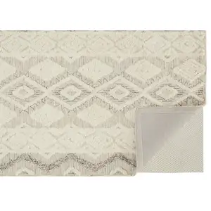 Photo of Ivory Taupe And Gray Wool Geometric Tufted Handmade Stain Resistant Area Rug