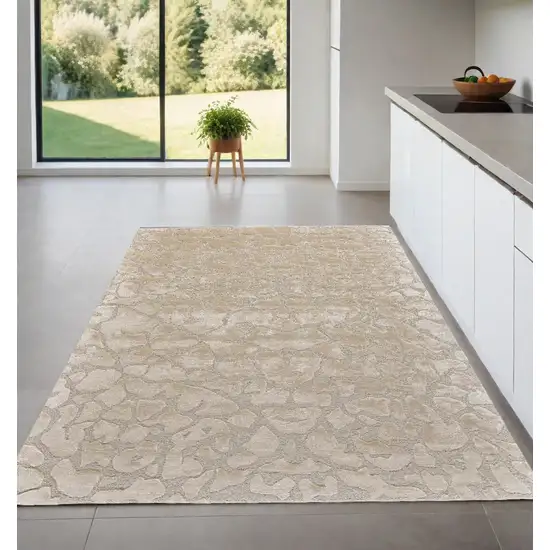 Ivory Taupe And Tan Abstract Tufted Handmade Area Rug Photo 1