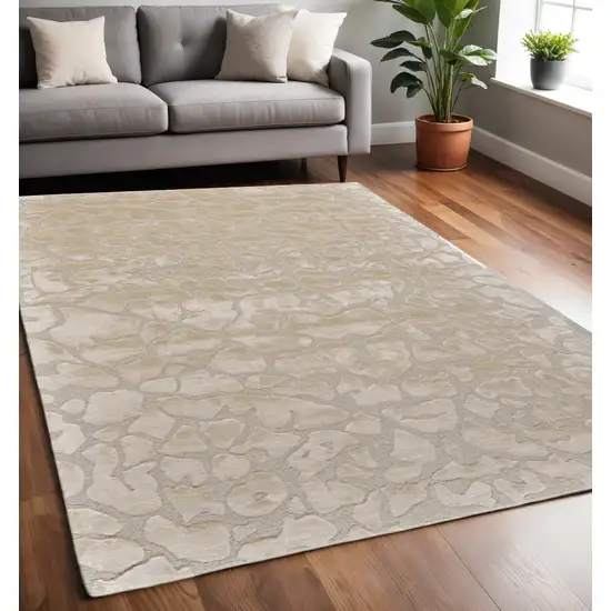 Gray and Ivory Abstract Hand Tufted Non Skid Area Rug Photo 1