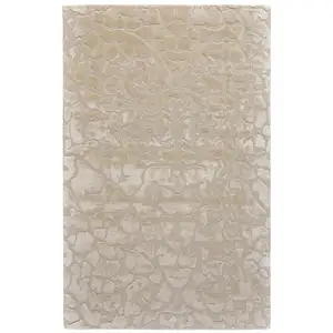 Photo of Ivory Taupe And Tan Abstract Tufted Handmade Area Rug