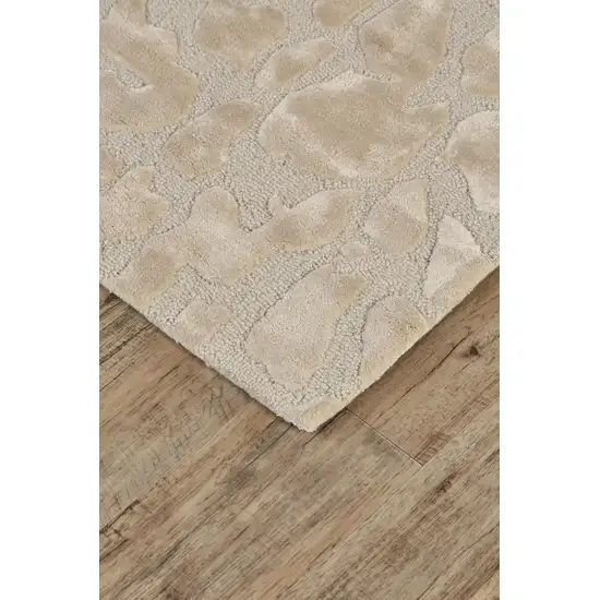 Ivory Taupe And Tan Abstract Tufted Handmade Area Rug Photo 4