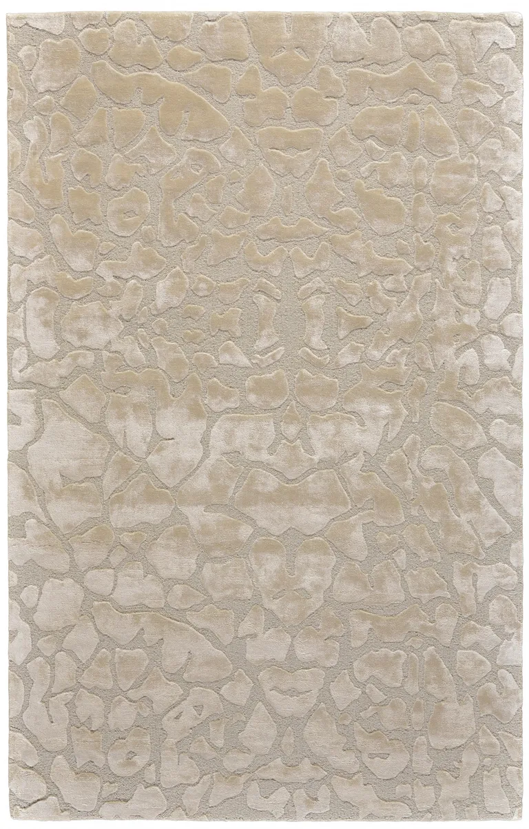 Ivory Taupe And Tan Abstract Tufted Handmade Area Rug Photo 1