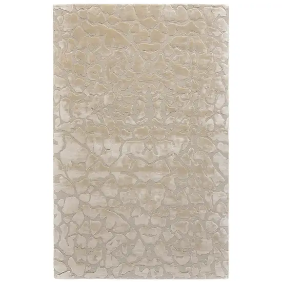 Ivory Taupe And Tan Abstract Tufted Handmade Area Rug Photo 1