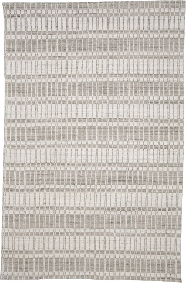 Ivory Taupe And Tan Striped Hand Woven Area Rug Photo 1