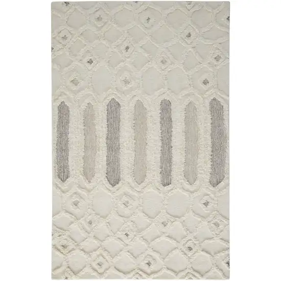 Ivory Taupe And Tan Wool Geometric Tufted Handmade Stain Resistant Area Rug Photo 1