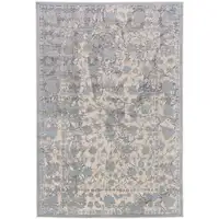 Photo of Ivory Taupe and Blue Abstract Power Loom Worn Faded Area Rug