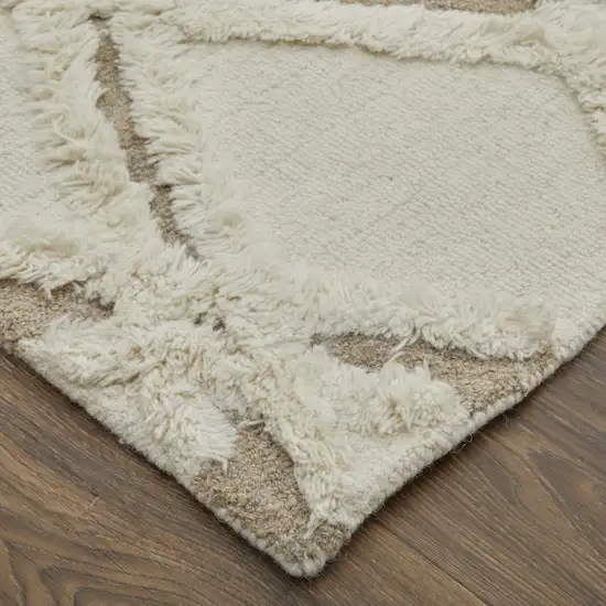 Ivory Taupe and Brown Wool Geometric Hand Tufted Area Rug Photo 5