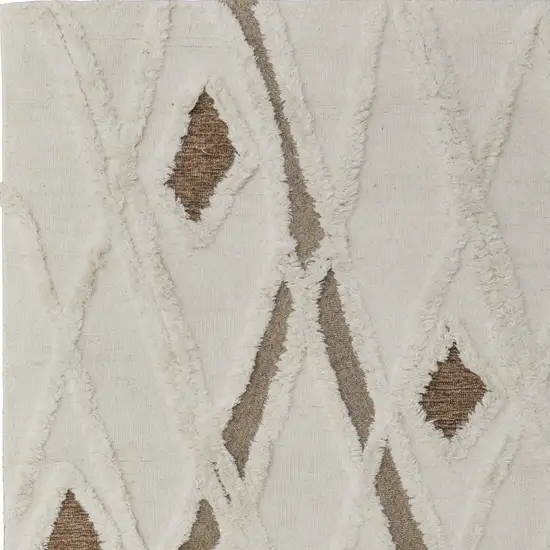 Ivory Taupe and Brown Wool Geometric Hand Tufted Area Rug Photo 7