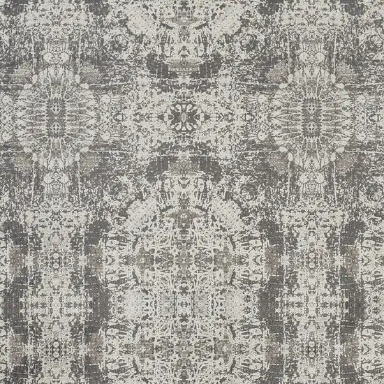 Ivory Taupe and Gray Abstract Power Loom Distressed Area Rug With Fringe Photo 6