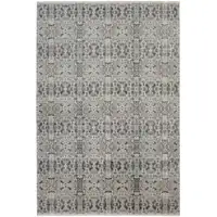 Photo of Ivory Taupe and Gray Oriental Power Loom Area Rug With Fringe