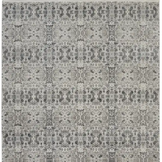 Ivory Taupe and Gray Oriental Power Loom Area Rug With Fringe Photo 4