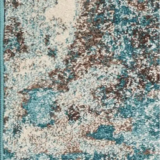 Ivory Teal Machine Woven Abstract Indoor Area Rug Photo 2