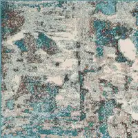Photo of Ivory Teal Machine Woven Abstract Indoor Area Rug