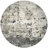 Photo of Ivory Teal Machine Woven Abstract Round Indoor Area Rug