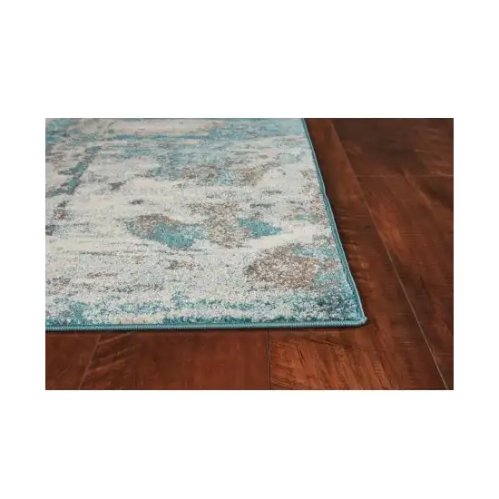 Ivory Teal Machine Woven Abstract Watercolor Indoor Area Rug Photo 2