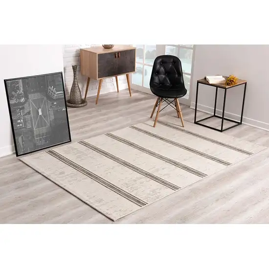 Ivory Transitional Striped Area Rug Photo 4