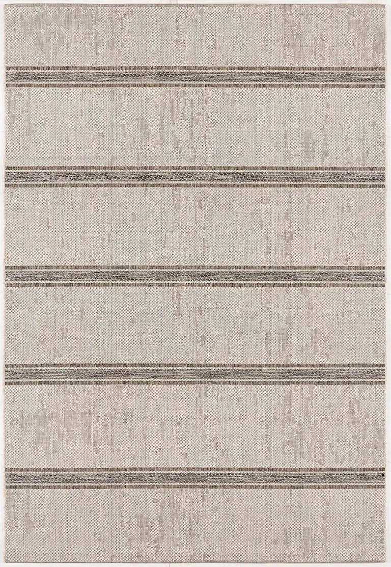 Ivory Transitional Striped Runner Rug Photo 1