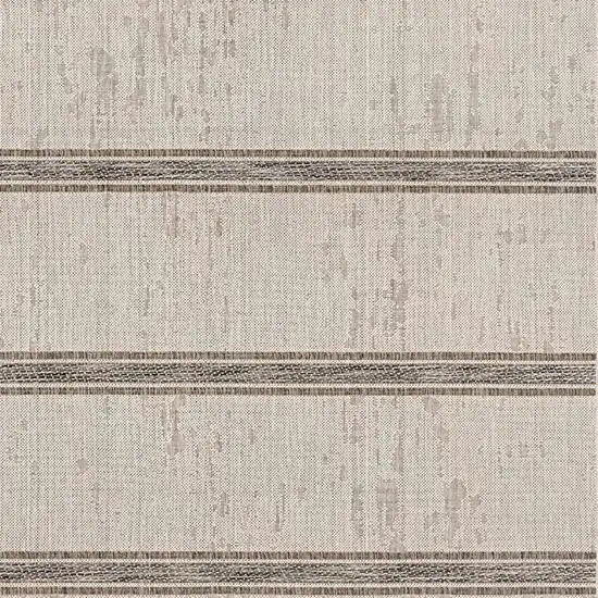 Ivory and Gray Striped Runner Rug Photo 4