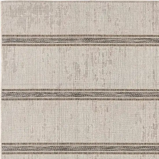 Ivory and Gray Striped Runner Rug Photo 4