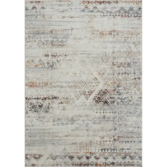 Ivory Tribal Distressed Washable Area Rug Photo 1